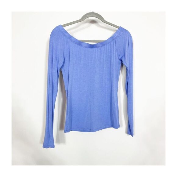 Free People Top Blouse Double Knot Off the Shoulder Blue Womens Small NEW - Picture 4 of 6